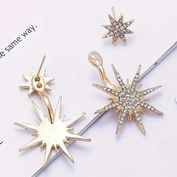 NEW! Starburst Rhinestone Earrings - Picture 3 of 3